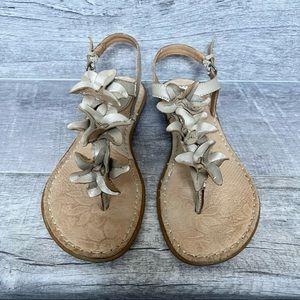 Born BOC Floral Thong Sandals Comfort Leather Women's Size 8